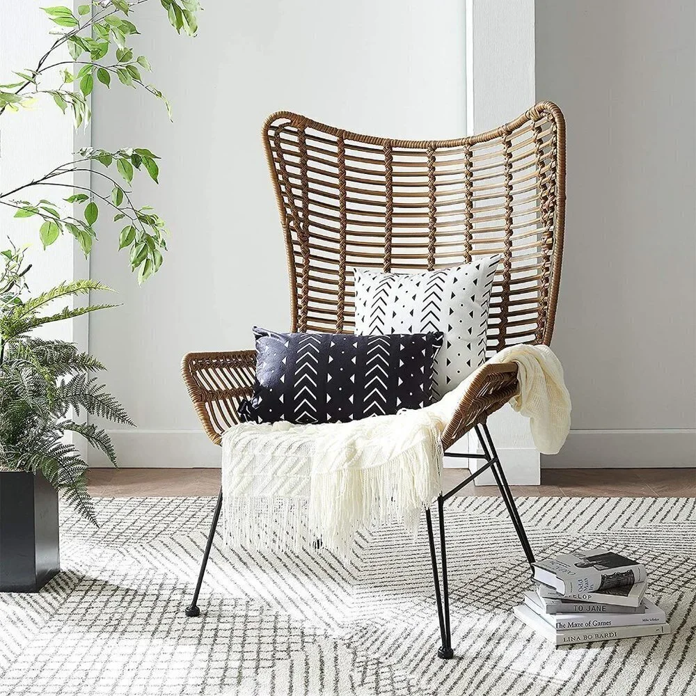 BLACK & WHITE DECORATIVE AZTEC ACCENT PILLOW COVERS 2-PC SET  SIZE 20 x 20 NWT - Picture 3 of 7